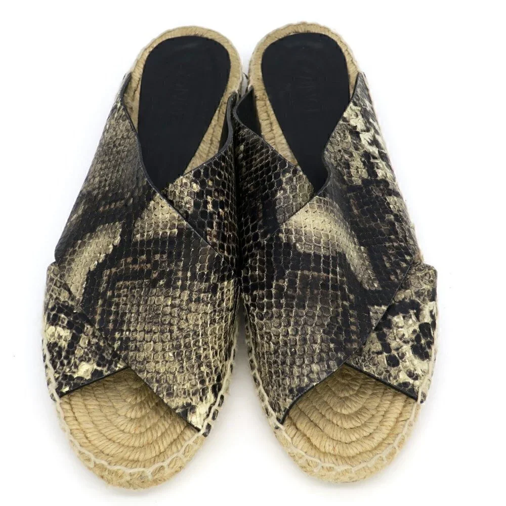 VINCE Castel Snake Espadrille Slide Sandals Cross Strap Flats